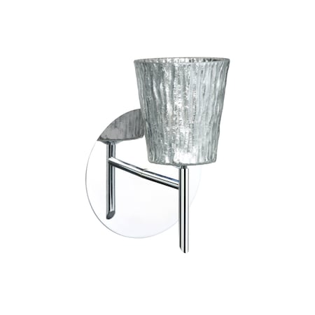 Besa Lighting Nico 4 Mini Sconce, Stone Silver Foil, Chrome Finish, 1x40W Halogen 1SW-5125SF-CR